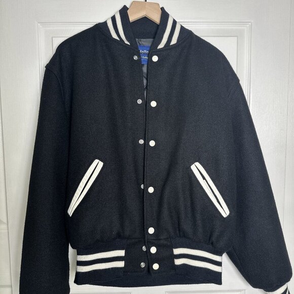 VTG Holloway Mens Large Black Varsity Jacket Original Wool Retro 90s Y2K USA - Picture 16 of 16